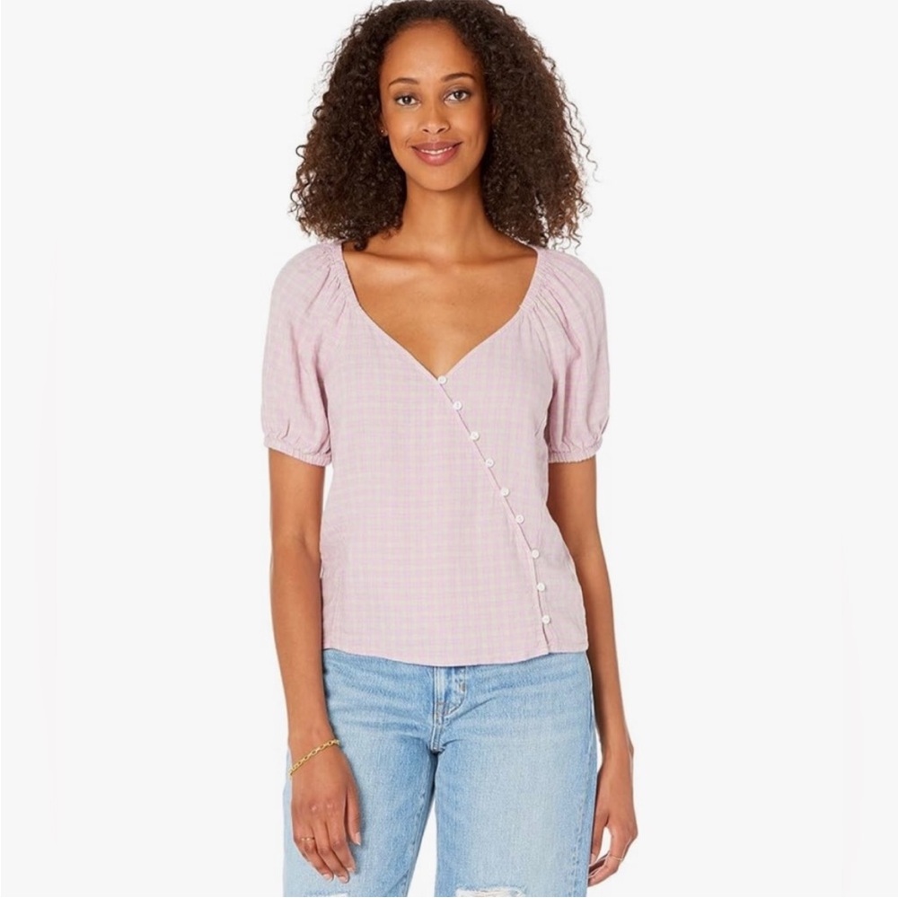 Madewell Pink V-Neck Buttoned Women's
Top Linen